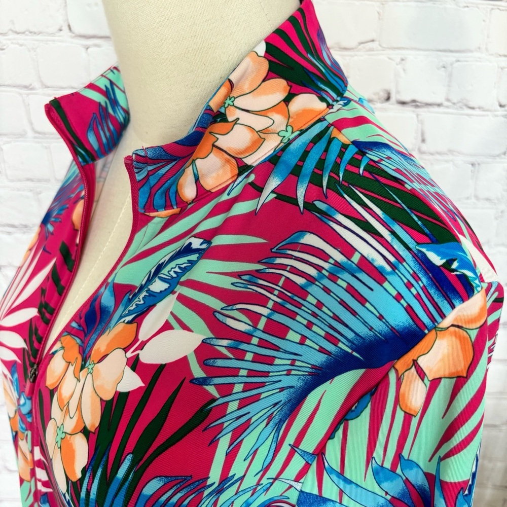 TOMMY BAHAMA Golf & Tennis Zippered Tropical Print Fitted Jacket--NWT--M - Picture 3 of 16